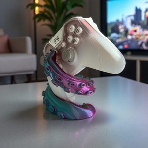 Octopus Tentacle Controller Stand | 3D Printed Gamer Desk Decor for Xbox PS Nintendo | Cool Sea Creature Holder Gift for Gamers