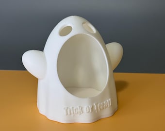 Halloween Ghost Candy Bowl – 3D Printed Trick or Treat Ghost Container for Coins, Sweets or Spooky Tabletop Decoration