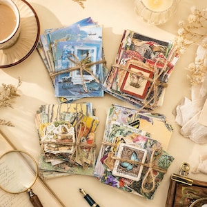 Elementi decorativi stravaganti per diari, elementi decorativi a tema foresta, elementi decorativi a tema farfalle, elementi decorativi a tema oceano, elementi decorativi stravaganti per junk journaling e scrapbooking.