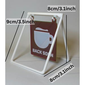 De retour bientôt, enseigne pour table de bureau suspendue imprimée en 3D avec support, mini présentoir réversible pour décoration de magasin ou de bureau