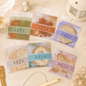 Paquete de efímeros de encaje vintage para diarios, efímeros con recortes ornamentados, efímeros con marcos florales para diarios creativos, scrapbooking, técnicas mixtas y collages DIY.