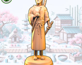 Rakuren the collector - Tokaido Traveler - 3d printed resin miniature or upgrade for tokaido board game journey across japan with unique