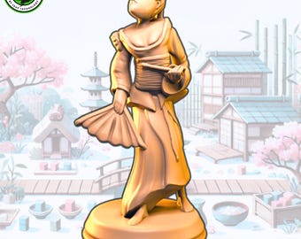 Umegae the street entertainer - Tokaido Traveler - 3d printed resin miniature or upgrade for tokaido board game journey across japan with