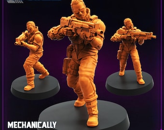 Mechanisch verbeterde soldaat v2 – Cybernetische infanterie Hars miniatuur Sci-Fi Wargaming Tactische diorama's Futuristische gevechtsschilderij