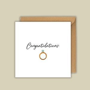 Herzlichen Glückwunsch Verlobung Karte | Personalisierte Nachricht innen Optional | Ring, Ehe, Verlobung, Hochzeit, Antrag |