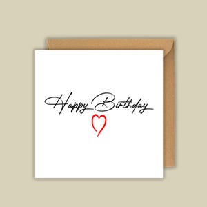 Tarjeta de feliz cumpleaños con corazón de amor