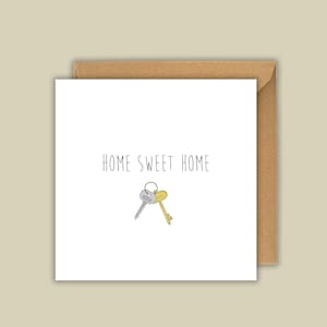 Verhuiskaart Home Sweet Home | Optioneel bericht binnenin | Gefeliciteerd, verhuizen, nieuw huis, nieuw huis, sleutels, housewarming