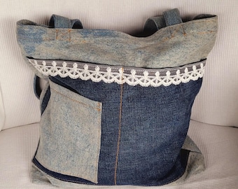 Upcycled Denim Crossbody Bag: Floral Jeans Purse, Sustainable Fashion