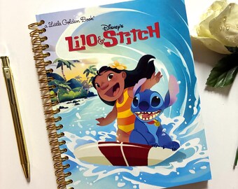 2026 - 2027 Academic Planner / Calendar A Little Golden Book DISNEY LILO & STITCH Journal / Upcycled Original Book Pages Great gift!!
