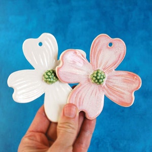 Dogwood Flower Ornament, Pink Dogwood, White Dogwood, Ceramic, Pottery, Porcelain, NC Ornament, VA Ornament