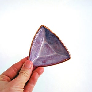 Triangle Ring Dish, Gold Luster Edge, Jewelry Dish, Engagement Gift, Ceramic Ring Bowl, Aqua, Purple, Pink, White Lauren Sumner Pottery image 5