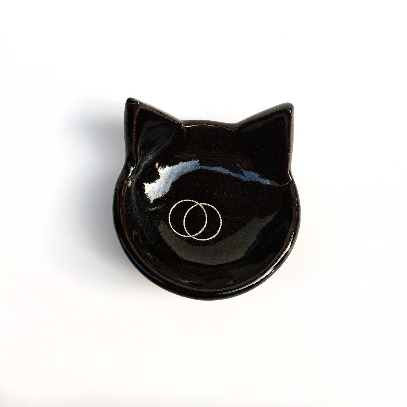 Black Cat Ring Dish Ceramic Pottery Tea Bag Rest Etsy