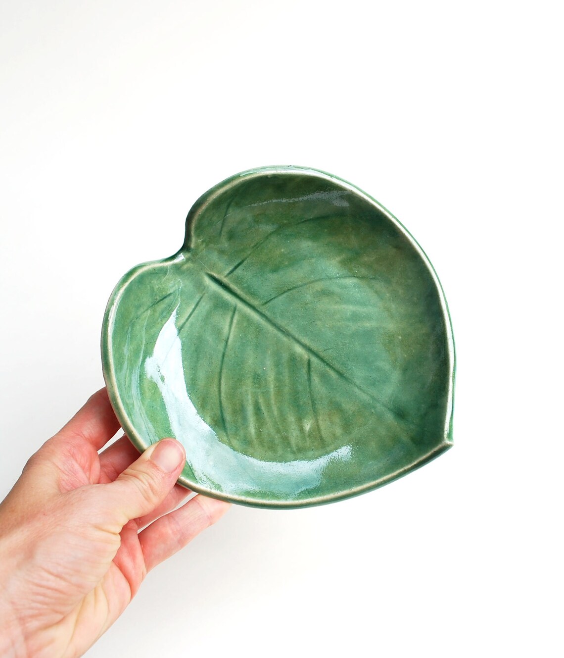 Green Leaf Bowl Pottery Ceramic Fruit Bowl Tropical Etsy