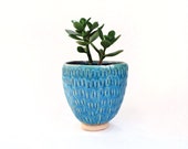 Planter - Turquoise Pattern Flower Pot - Succulent Planter, Indoor Planter, Ceramic, Pottery