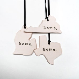 State Ornament, Home, Custom, Ceramic, Pottery Ornament, Christmas Tree Ornament, Handmade, Wedding Gift, Teacher Gift, Family Ornament