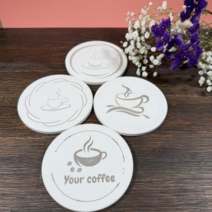 Handcrafted Ceramic Coaster with Cork Backing – Unique Coffee Design, Scratch-Resistant, Perfect Gift