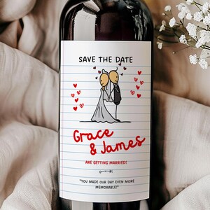 Custom Wedding Wine Label,Custom Save The Dates,Instant Download Save The Date,Custom Wedding Champagne ,Personalised Wedding Prosecco Label