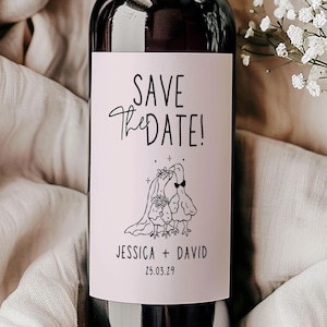 Save The Date Wine Label,Custom Wedding Wine Label ,Fun Save The Date Champagne Label,Wedding Prosecco Label,Engaged Champagne Label