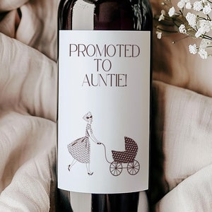 Announcing Pregnancy Aunt,New Aunt Announce ,Auntie Wine Label,Promotion To Aunt,Wine Label Pregnancy,pregnancy reveal aunty