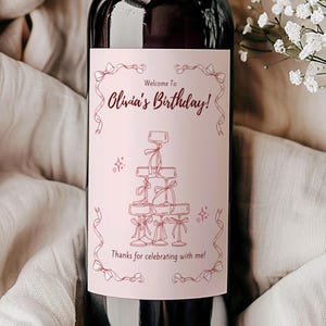 Custom Birthday Wine Label, Editable Champagne Label, Printable Birthday Wine Sticker, Instant Download Wine Label, Party Wine Tag