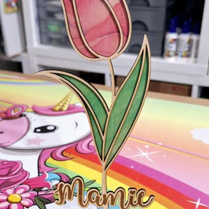 Tulipe en bois 25 cm de haut