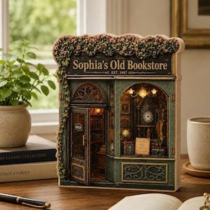 Personalisiertes 2D-Holzschild für Buchhandlungen, individuelles Ladenschild, Vintage-Buchhandlungsdeko, Akzent für Leseecken, Geschenk für Bücherliebhaber