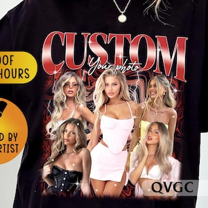 Custom Bootleg T-Shirt 90s Rap Style Christmas Gift, Personalized Photo Tee, Retro Collage Shirt, Custom Bootleg Graphic Funny Holiday Shirt