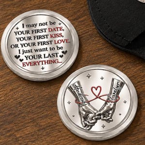 Personalized Your Last Everything Pocket Hug Coin, Custom Couple Names Love Token, Boyfriend Girlfriend Gift, Anniversary Gift for Him Her