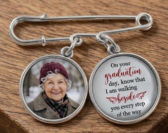 Personalized Memorial Graduation Photo Pin, Personalized Lapel Pin With Photo Charm, Graduate Class Of 2026 Gift, Sympathy Gift For Grad Son