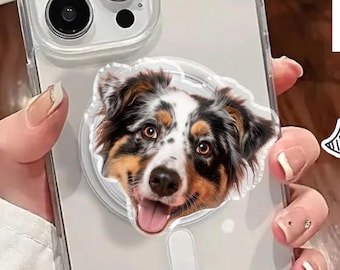 Custom Magnetic Face Phone Grip, Personalized Your Photo MagSafe Phone Grip, Acrylic Phone Holder,  Funny Big Face Grip, Gift for Pet Lover