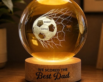 We Scored the Best Dad, Personalized Soccer Dad Crystal Ball Night Light, Custom Name Gift for Soccer Dad, Fathers Day Gift For Dad, Husband