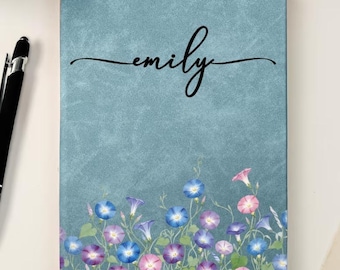 Custom Birth Flower Notebook For Her, Wife, Daughter, Sister, Personalized Leather Journal, Notebook With Leather Cover, Mothers Day Gift