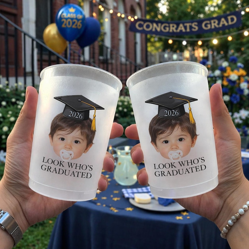 Custom Childhood Photo Graduation Frosted Cup, Class of 2026 Graduation Gift, Graduation Drinkware, Senior Night Cup, Party Favor Cup image 8