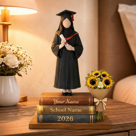 Muslim Female Graduation Gift, Personalized Graduation Wooden Sign, Class Of 2026 Grad Gift, Islamic Gift For Her, Graduate Gift - 2D Flat