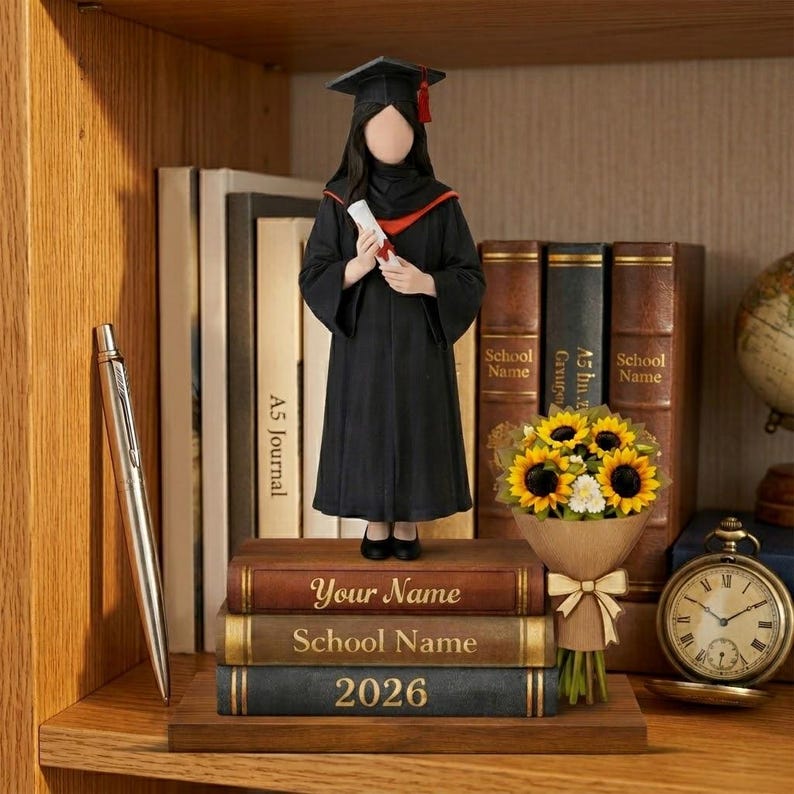 Muslim Female Graduation Gift, Personalized Graduation Wooden Sign, Class Of 2026 Grad Gift, Islamic Gift For Her, Graduate Gift - 2D Flat image 3