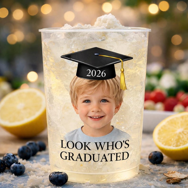 Custom Childhood Photo Graduation Frosted Cup, Class of 2026 Graduation Gift, Graduation Drinkware, Senior Night Cup, Party Favor Cup image 5