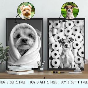 Custom Pet Portrait Photo, Funny Bathroom Art, Dog Wall Art, Dog in Toilet, Personalized Pet Gift, Custom Pet Art, Funny Pet Lover Gift