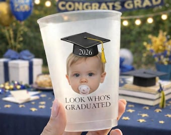 Custom Childhood Photo Graduation Frosted Cup, Class of 2026 Graduation Gift, Graduation Drinkware, Senior Night Cup, Party Favor Cup
