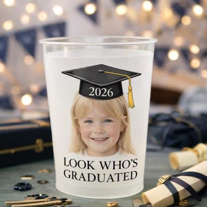 Custom Childhood Photo Graduation Frosted Cup, Class of 2026 Graduation Gift, Graduation Drinkware, Senior Night Cup, Party Favor Cup image 6