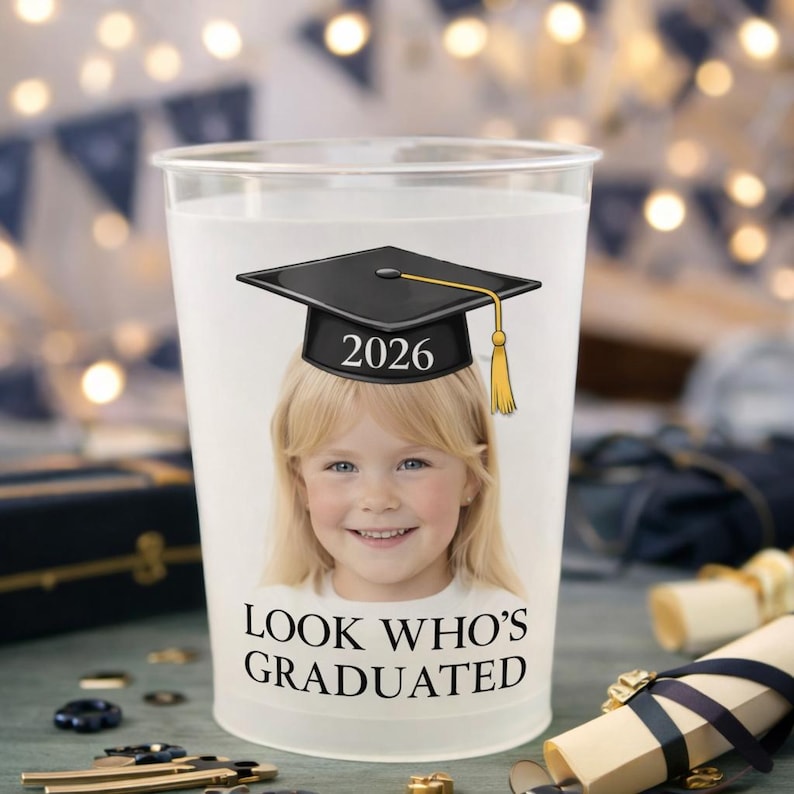 Custom Childhood Photo Graduation Frosted Cup, Class of 2026 Graduation Gift, Graduation Drinkware, Senior Night Cup, Party Favor Cup image 6
