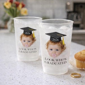 Custom Childhood Photo Graduation Frosted Cup, Class of 2026 Graduation Gift, Graduation Drinkware, Senior Night Cup, Party Favor Cup image 7