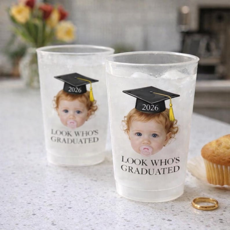 Custom Childhood Photo Graduation Frosted Cup, Class of 2026 Graduation Gift, Graduation Drinkware, Senior Night Cup, Party Favor Cup image 7