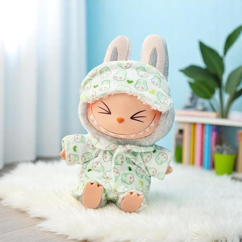 Labubu Pyjamas 15cm/17cm Labubu I II Dolls Clothes Cute Eye Mask Pajamas Three Piece ...