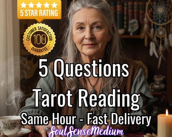 Same Hour 5 Questions Tarot Reading – Accurate Psychic Reading for Love, Life & Spiritual Guidance – Fast Personalized Tarot Advice