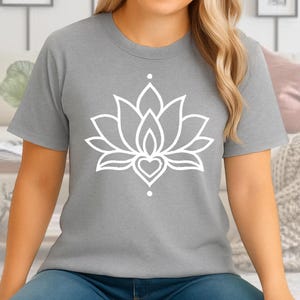 Minimalistisches Lotus T-Shirt - Elegantes Blumen Linie Kunst T-Shirt, Boho Natur Geschenk für Frauen