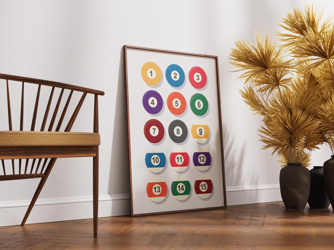 8 Ball Pool Art Poster | Full Ball Rack Graphic Digital Print | Instant ...