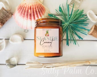 Coconut Scented Soy Candle: Tropical Vibe Decor, 4 oz