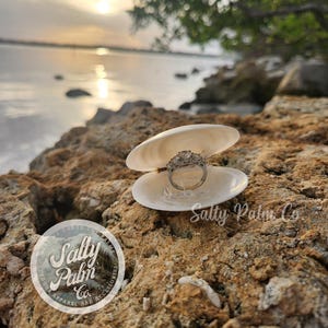 Proposal Seashell Ring Holder • Beach Engagement Idea • Coastal Wedding Decor • Ocean Inspired Ring Box • Handmade in Floridag Beach Wedding