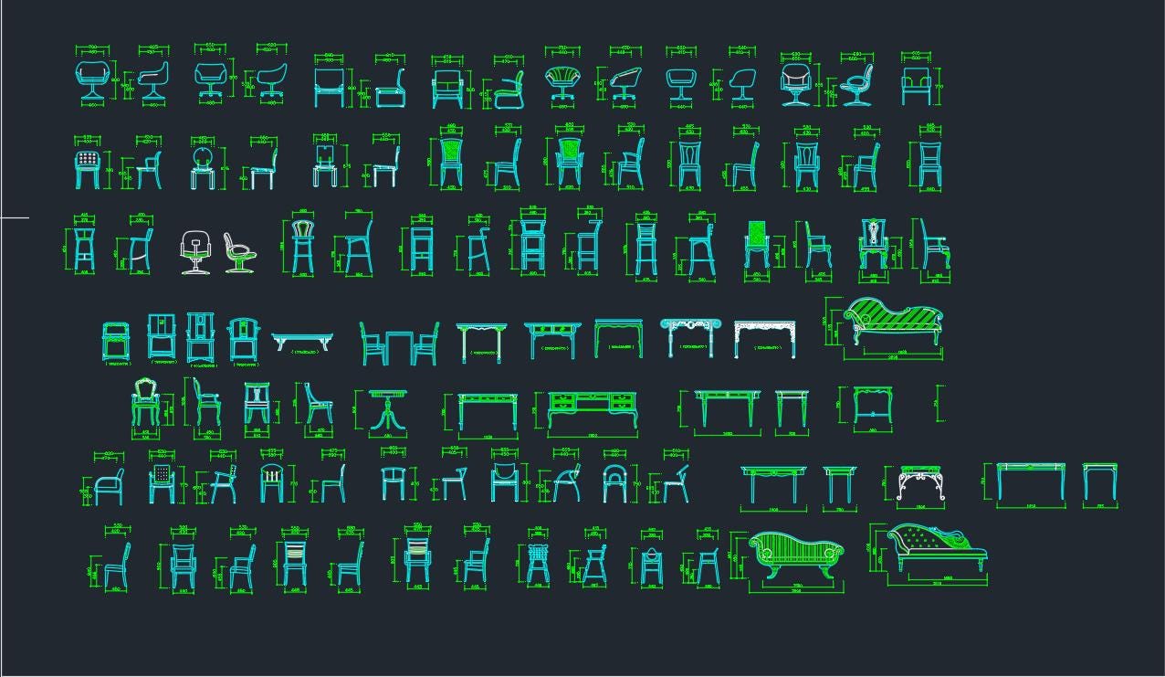Table and Chair Section - Autocad DWG File | Digital Furniture ...