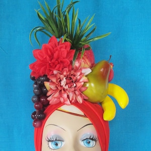 Carmen Miranda Tropical Fruits RED TURBAN